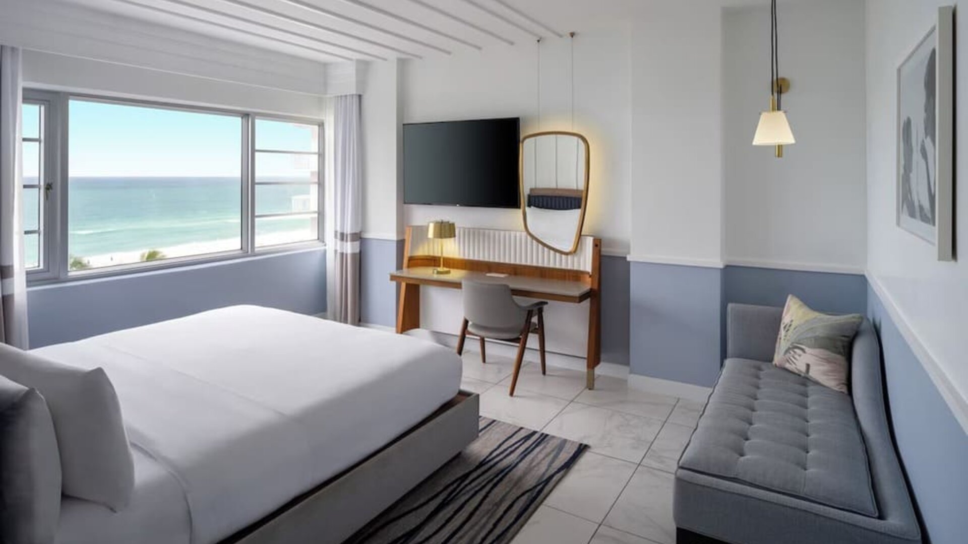 Standard day use room with queen bed, work desk and private bathroom at Cadillac Hotel & Beach Club, Autograph Collection.