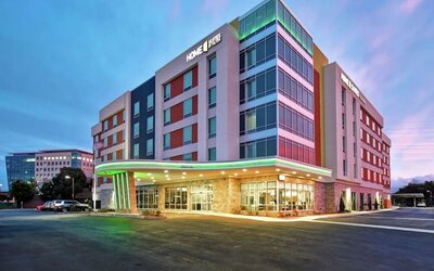 Hotel exterior at Home2 Suites By Hilton San Francisco Airport North.