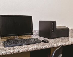 Business center at Spark By Hilton Missouri City.