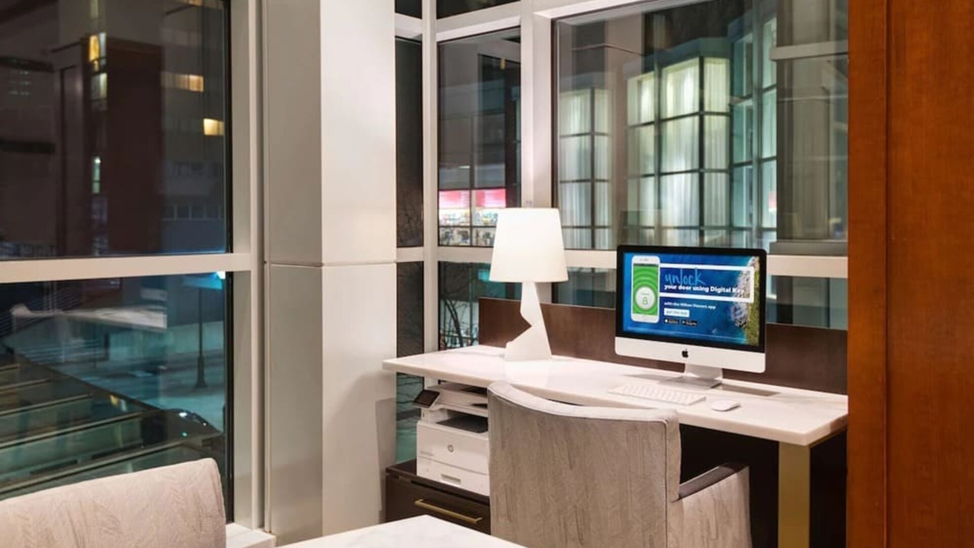 Work desk at The Inn At Penn, A Hilton Hotel.