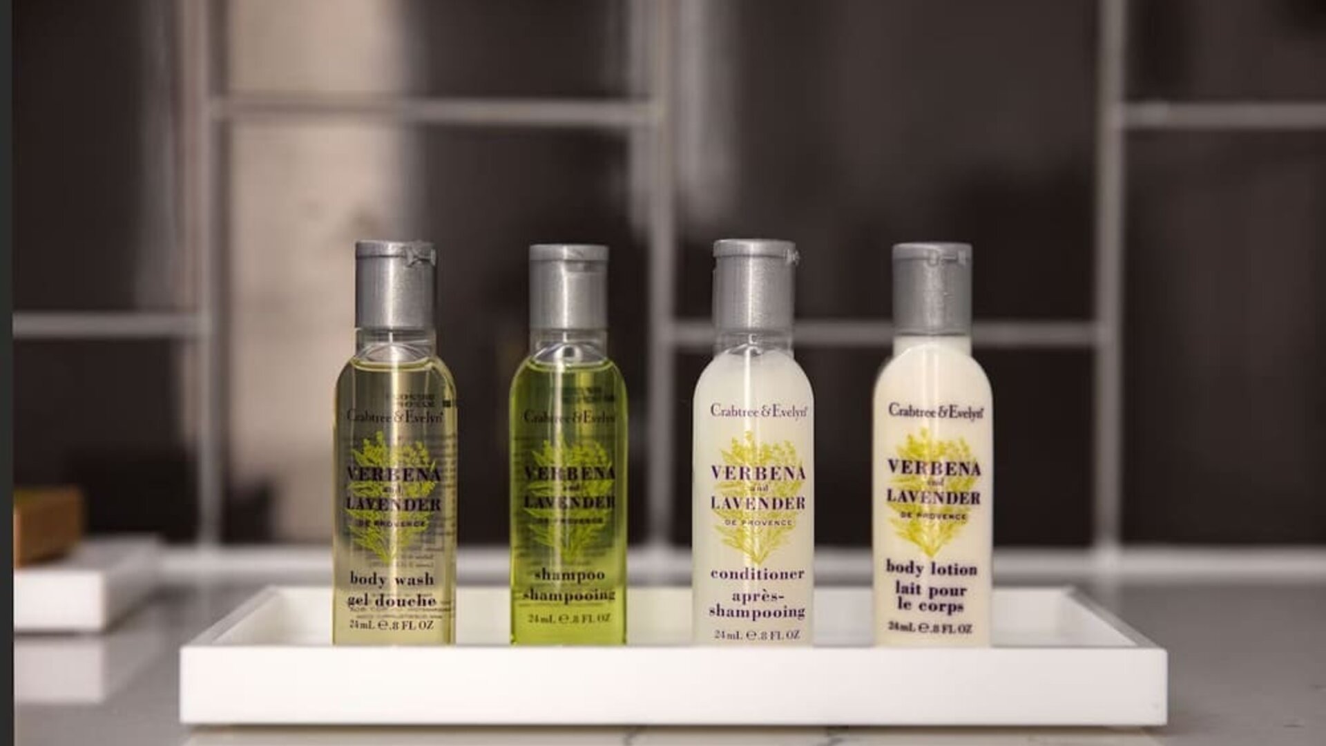 Hotel toiletries at Hilton Garden Inn Paris Orly Airport.