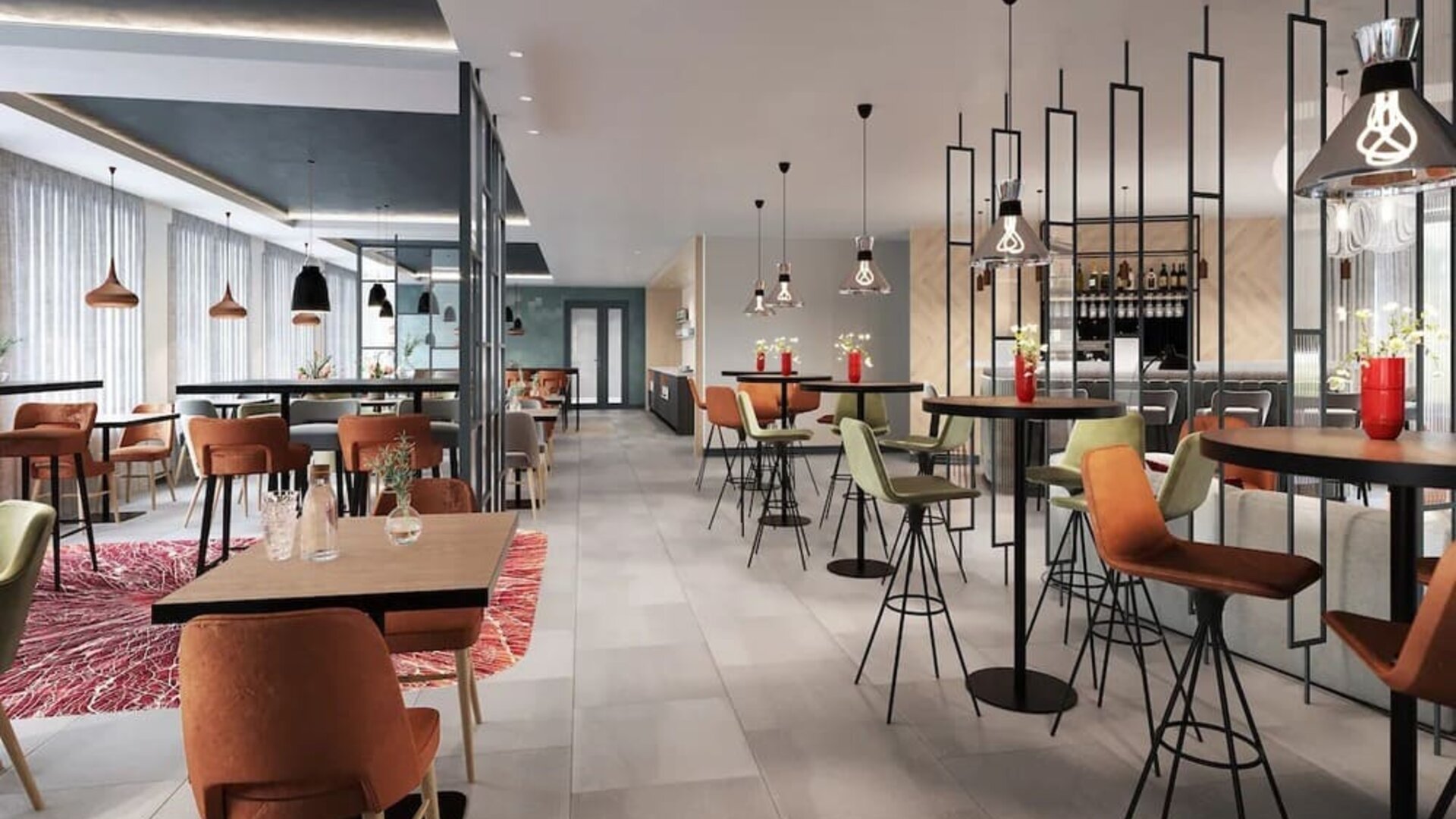 Hotel bar and lounge at Hilton Garden Inn Paris Orly Airport.