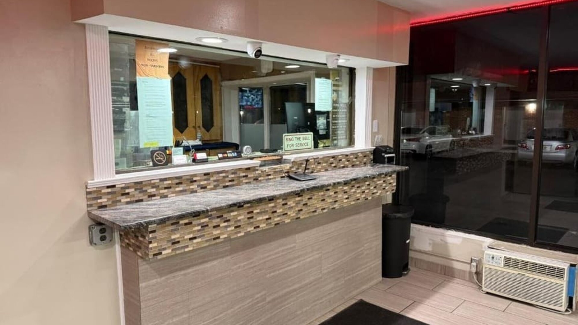 Reception desk at Beauty Rest Hotel, Edison.