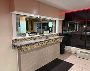 Reception desk at Beauty Rest Hotel, Edison.