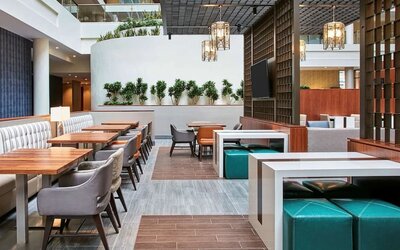 Lounge and coworking space at Embassy Suites By Hilton Washington DC Georgetown.