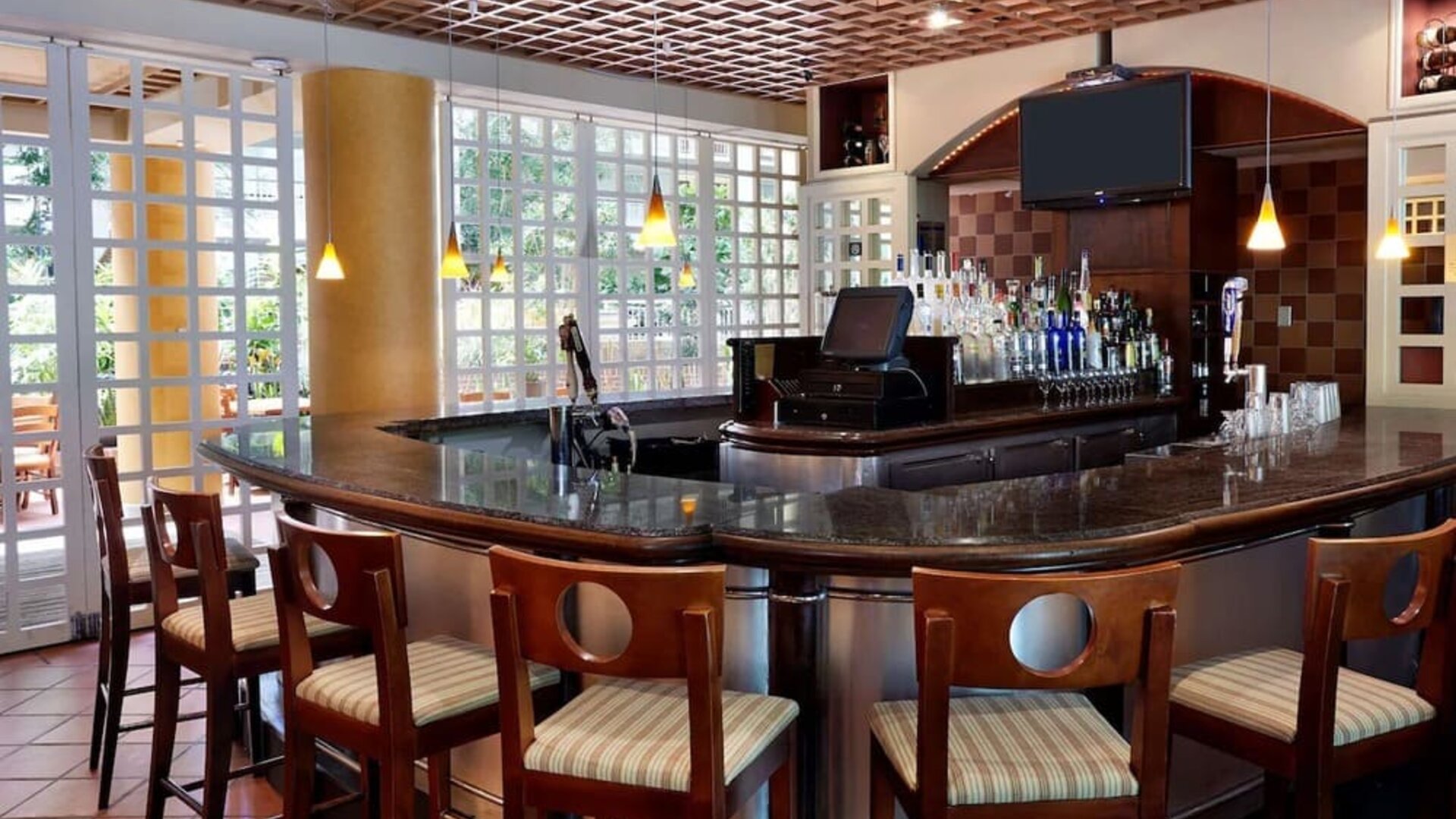 Hotel bar at Embassy Suites By Hilton Parsippany.