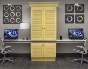 Business center at Home2 Suites By Hilton Miami Doral West Airport.