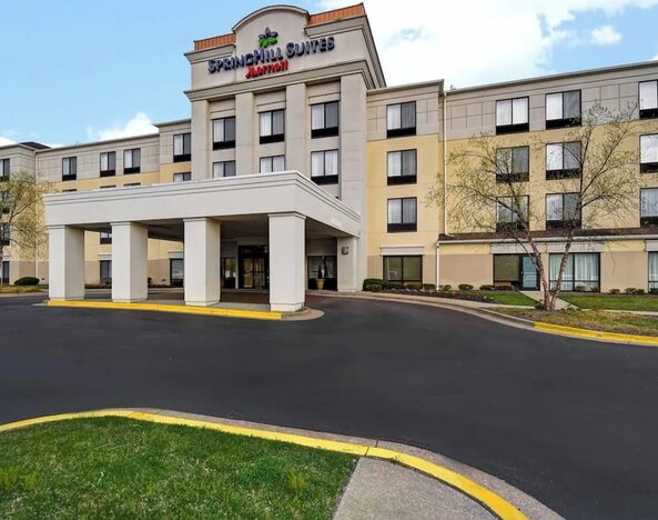 Hotel exterior at SpringHill Suites Baltimore BWI Airport.