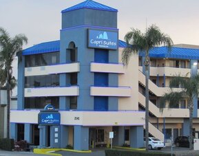 Hotel exterior at Capri Suites Anaheim.