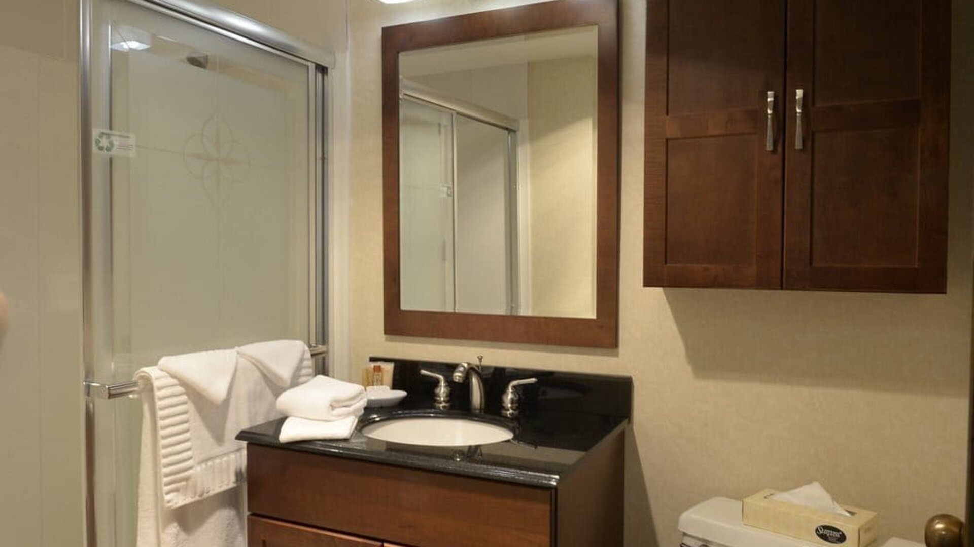 Guest bathroom at Maritime Conference Center.