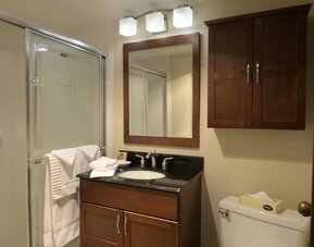 Guest bathroom at Maritime Conference Center.