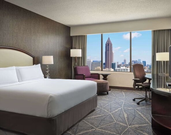 Day use room with work desk at Hilton Atlanta.