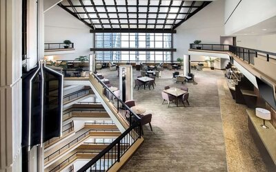 Common area perfect for coworking at Hilton Atlanta.