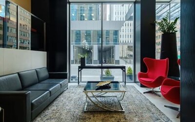 Lounge and coworking area at Arc The Hotel Ottawa.