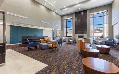 Lobby seating and coworking space at Best Western Plus Elgin - Chicago.