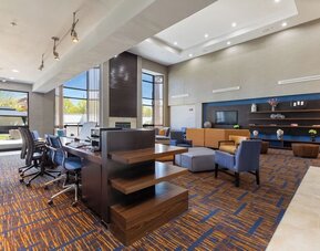 Lobby seating and coworking space at Best Western Plus Elgin - Chicago.
