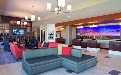 Lobby lounge perfect for co-working at Residence Inn By Marriott LAX Airport.
