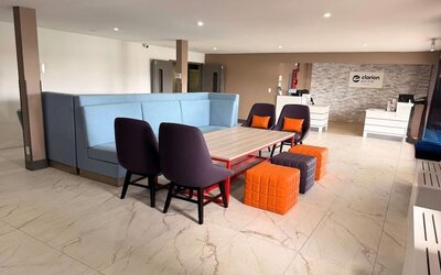 Lobby seating at Clarion Pointe.