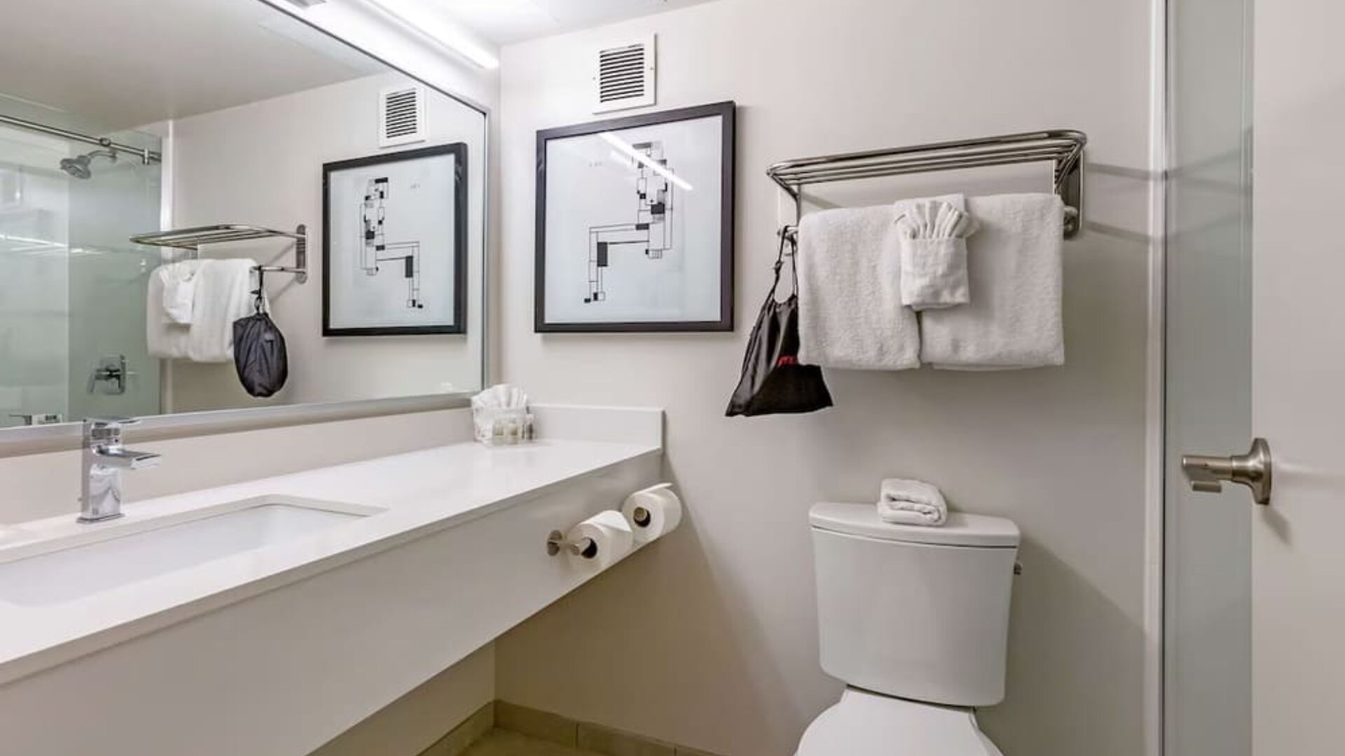Guest bathroom at Best Western Premier Rockville Hotel & Suites.