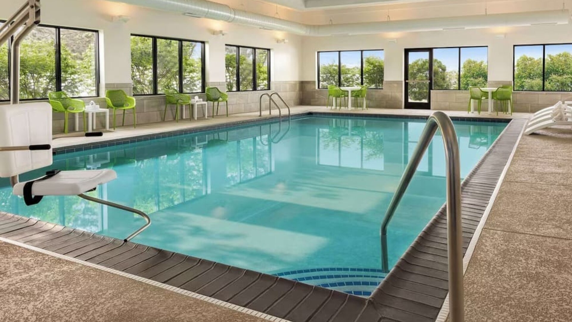 Relaxing indoor heated pool at Hampton Inn Chicago-O'Hare International Airport.