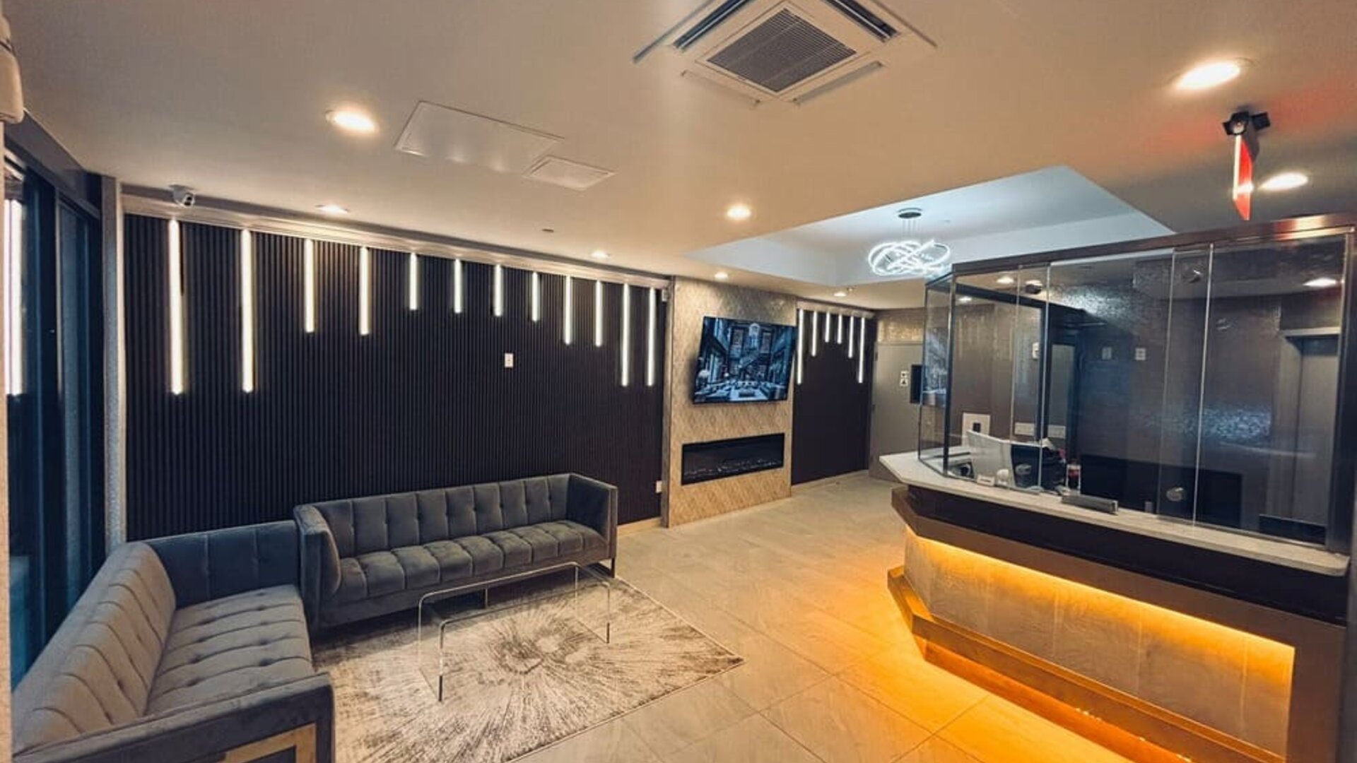 Reception and lobby at LIV Hotel Bronx.