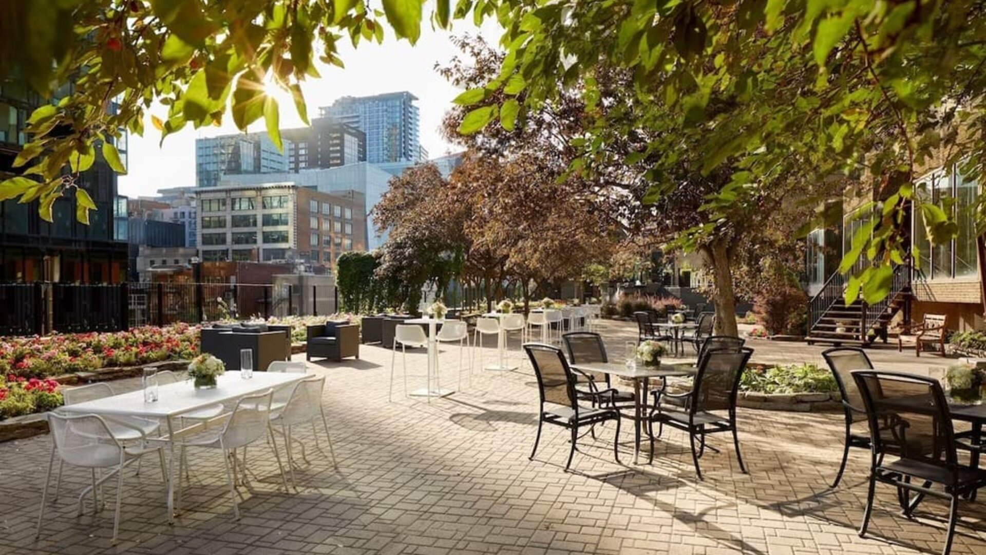 Outdoor terrace at DoubleTree By Hilton Montreal.