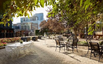 Outdoor terrace at DoubleTree By Hilton Montreal.