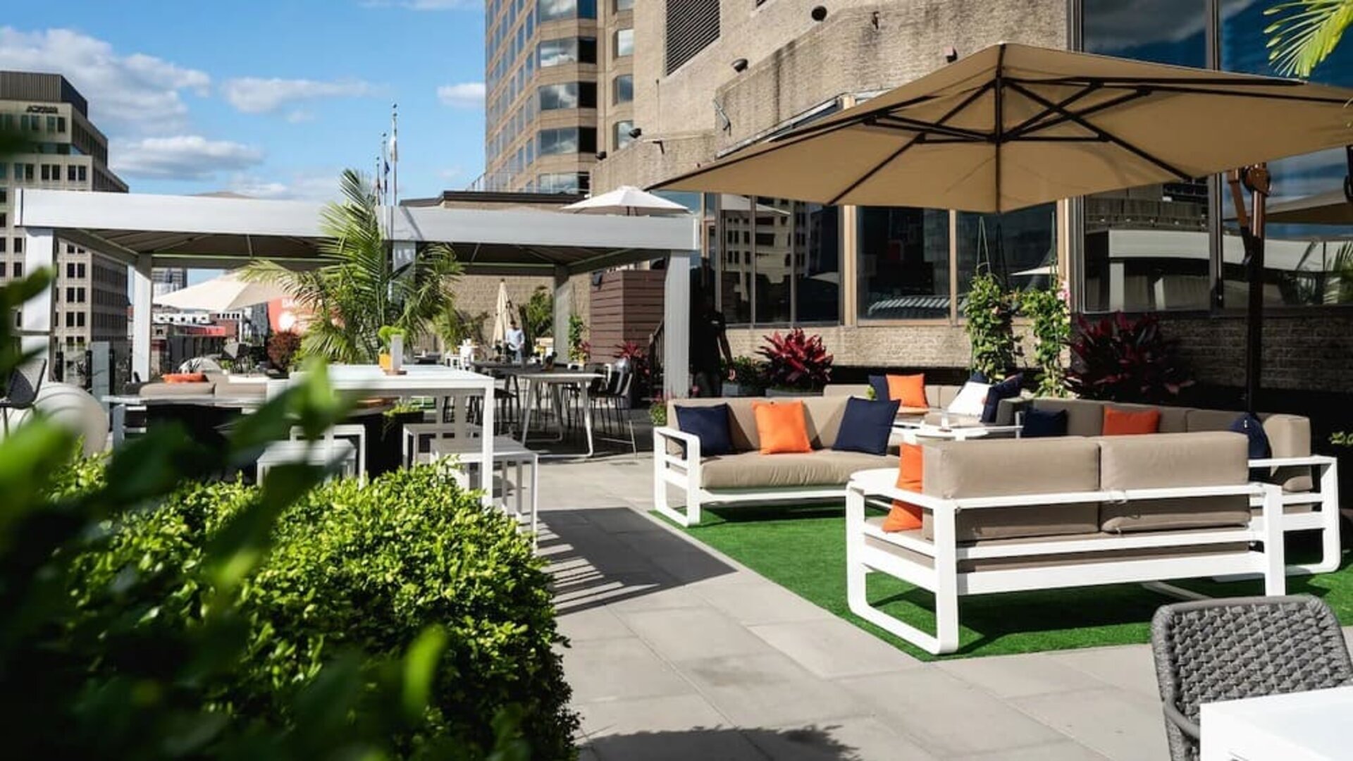 Outdoor terrace at DoubleTree By Hilton Montreal.