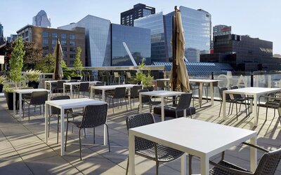 Outdoor terrace at DoubleTree By Hilton Montreal.