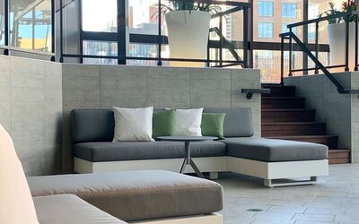 Lobby seating at DoubleTree By Hilton Montreal.