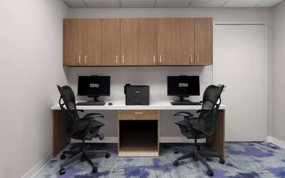 Business center at Hilton Garden Inn Calgary Airport.