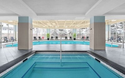 Indoor pool at Hilton Garden Inn Calgary Airport.