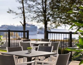 Outdoor terrace at Crowne Plaza Saint John Harbour View By IHG.