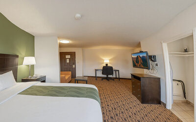 Day use room at Coratel Plus Suites Wichita West Airport.