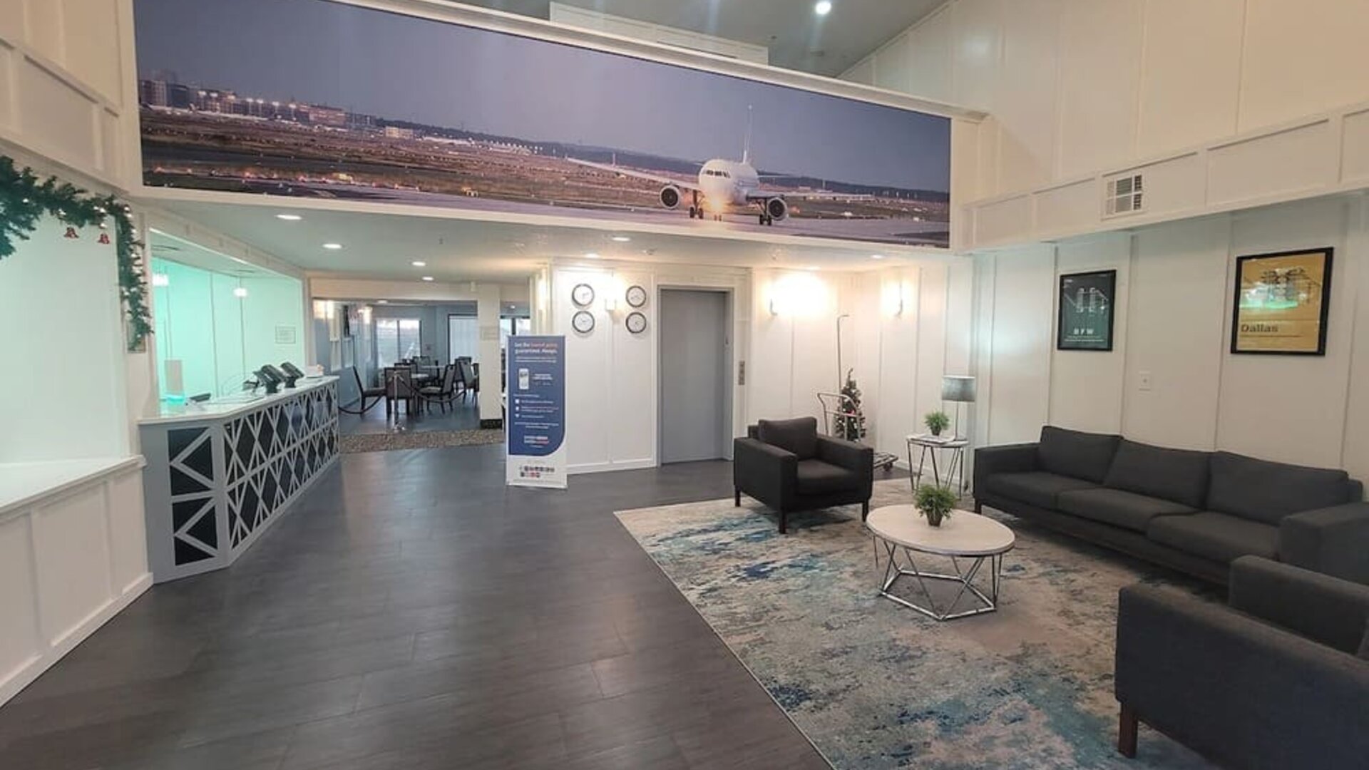 Reception hall at Quality Inn & Suites Irving DFW Airport South.