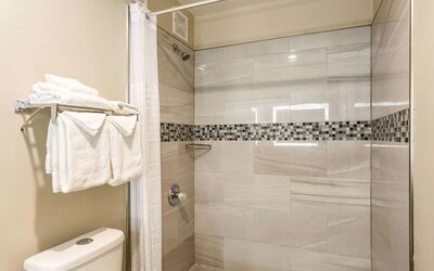 Guest bathroom at Econo Lodge Inn & Suites Murfreesboro Shopping District.