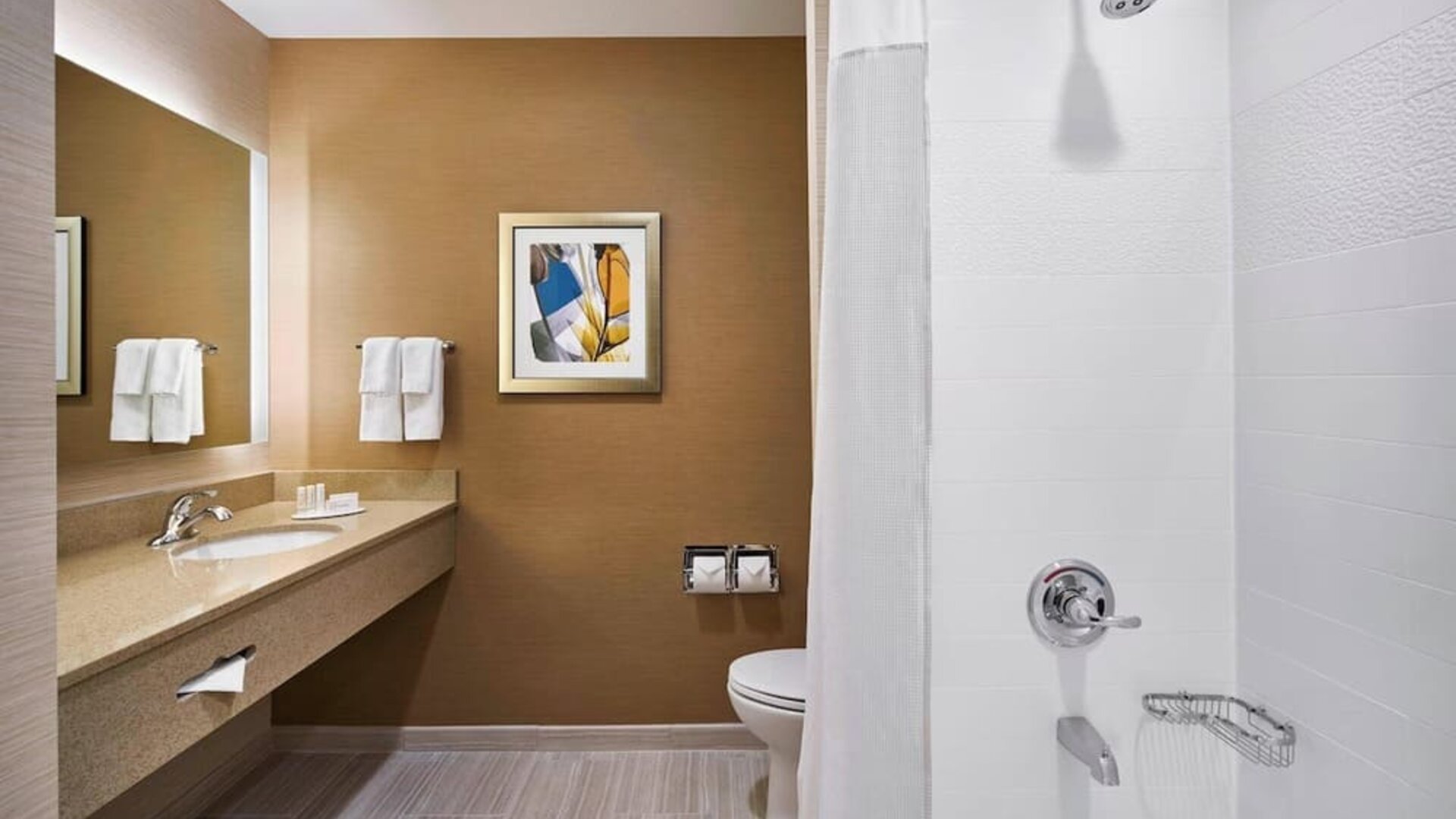 Guest bathroom at Fairfield Inn & Suites By Marriott Alexandria.