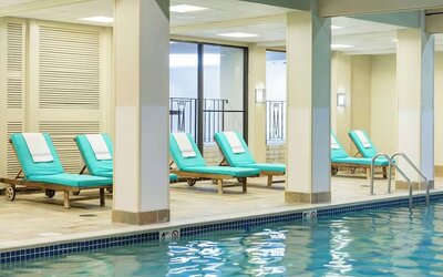 Refreshing indoor pool at Boston Marriott Newton.