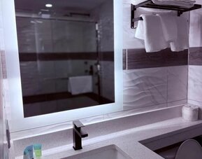 Guest bathroom at THE VINE HOTEL BRONX.