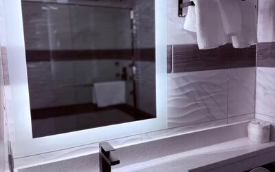 Guest bathroom at THE VINE HOTEL BRONX.