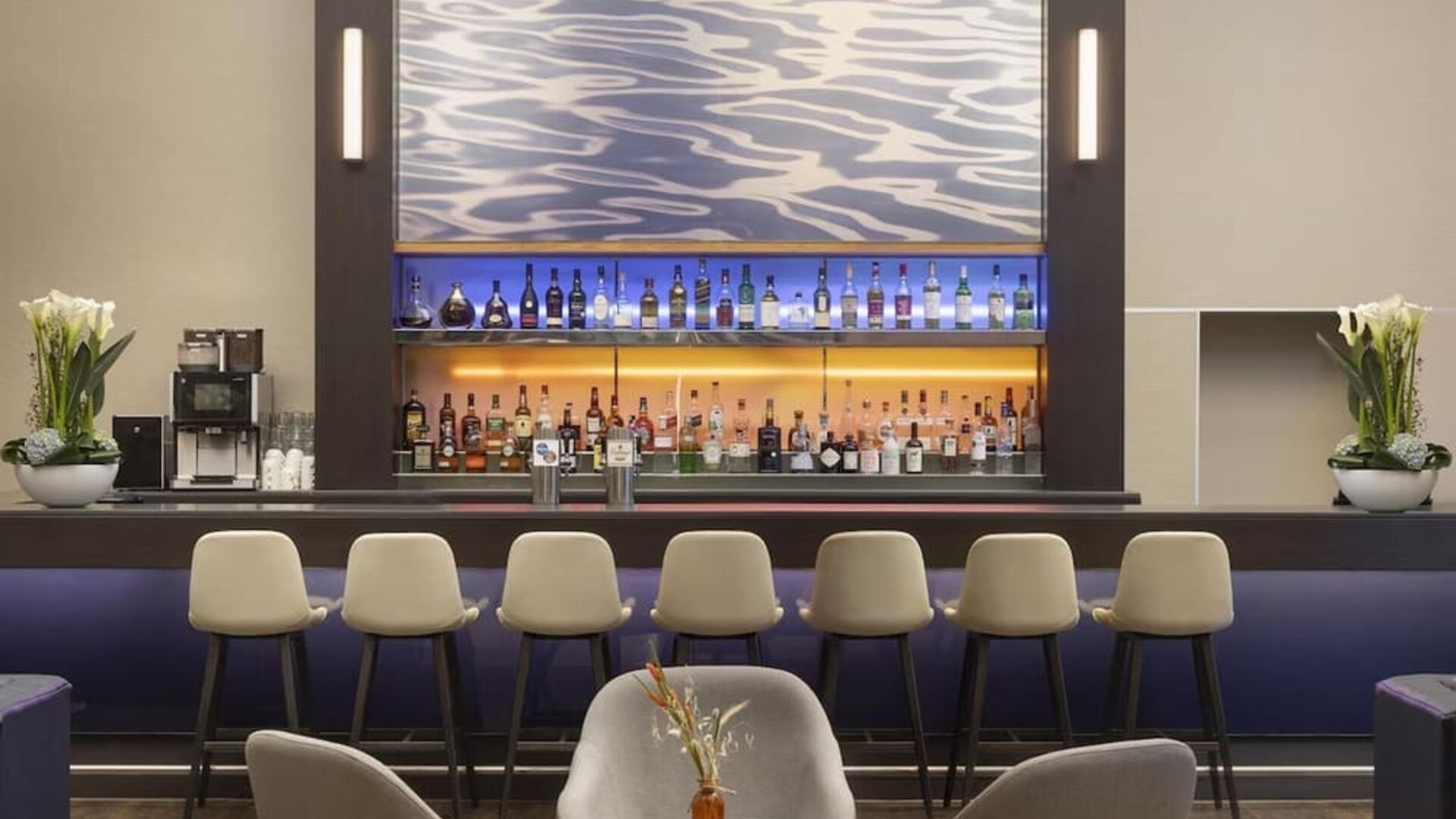 Hotel bar at Hilton Dusseldorf.