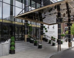 Hotel entrance at Conrad Dublin.