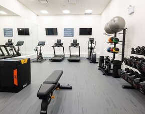 Fitness center at DoubleTree By Hilton Calgary North.
