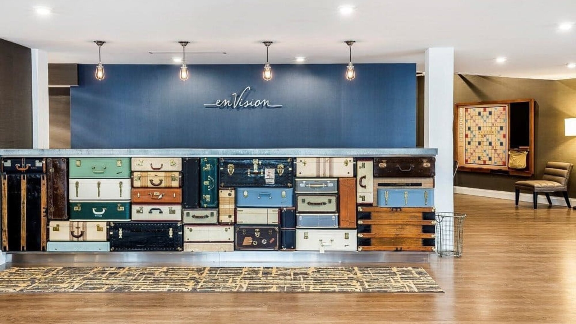 Reception desk at Envision Hotel Boston-Everett.