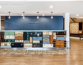 Reception desk at Envision Hotel Boston-Everett.