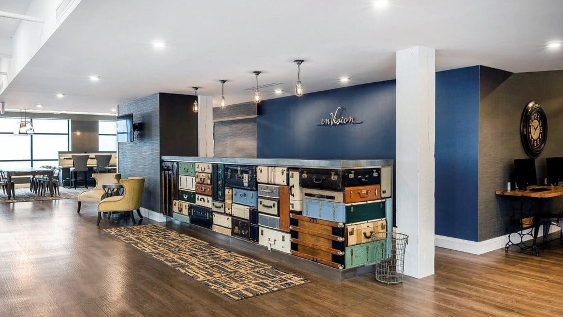 Reception desk at Envision Hotel Boston-Everett.