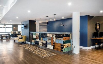 Reception desk at Envision Hotel Boston-Everett.