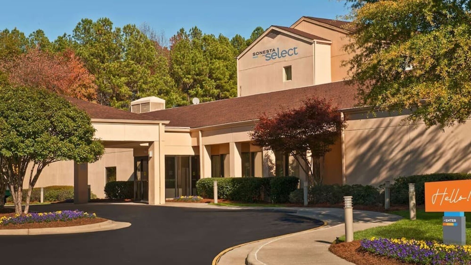 Hotel exterior at Sonesta Select Raleigh Durham Airport Morrisville.