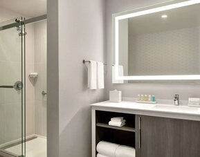 Guest bathroom at Embassy Suites By Hilton Atlanta Midtown.