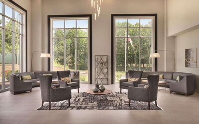 Lobby seating at Radisson Hotel Atlanta Airport.